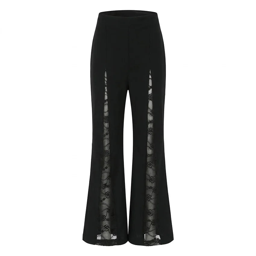 Pantalone Noir Élégance™ – Palazzo Modellante con Inserti in Pizzo