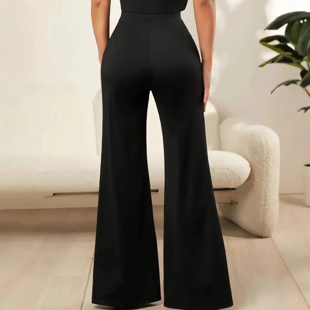 Pantalone Noir Élégance™ – Palazzo Modellante con Inserti in Pizzo
