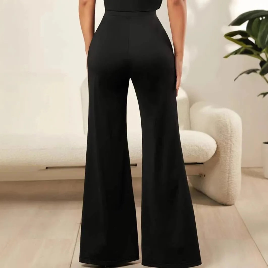 Pantalone Noir Élégance™ – Palazzo Modellante con Inserti in Pizzo